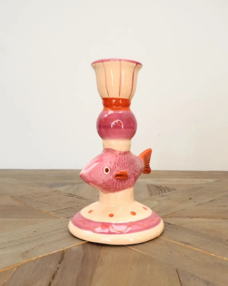 Pinker Fisch-Kerzenständer "Dolomite" von J. Kersten
