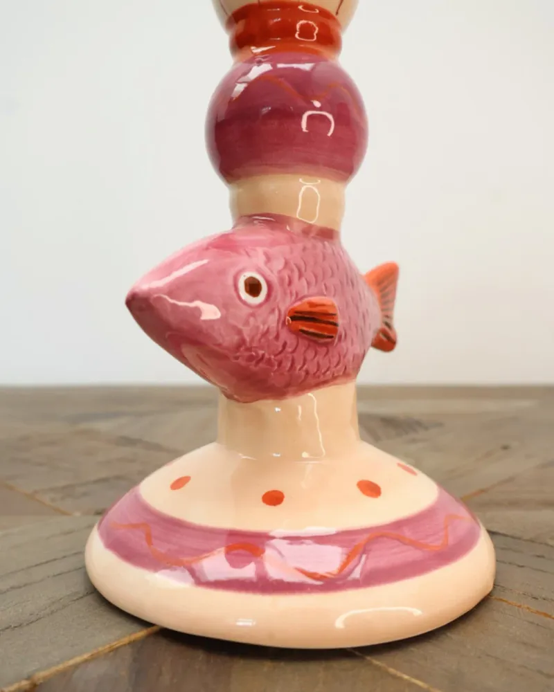 Pinker Fisch-Kerzenständer "Dolomite" von J. Kersten