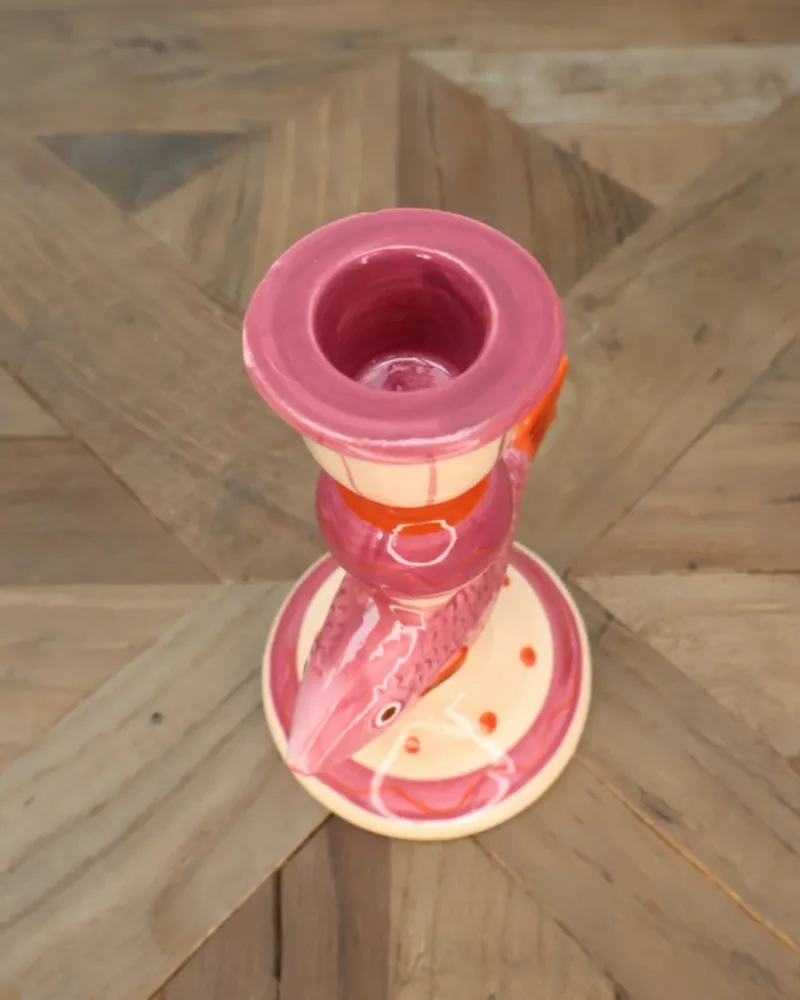 Pinker Fisch-Kerzenständer "Dolomite" von J. Kersten