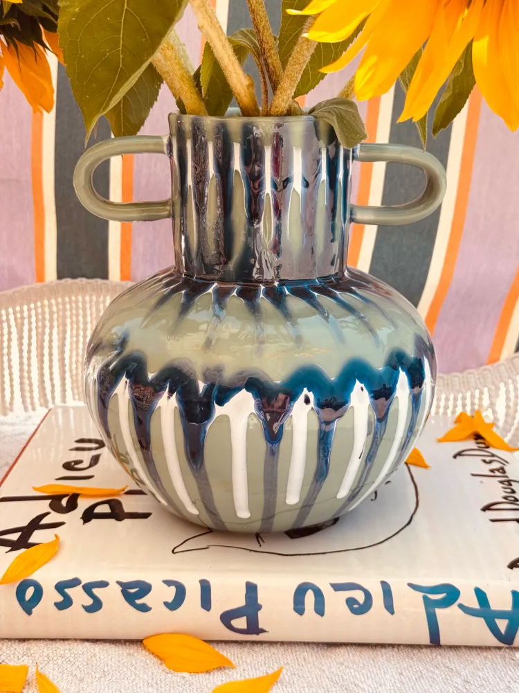 Psychodelic Vase "Vintage Vibes" - one Kind - 23cm - Einzelstück