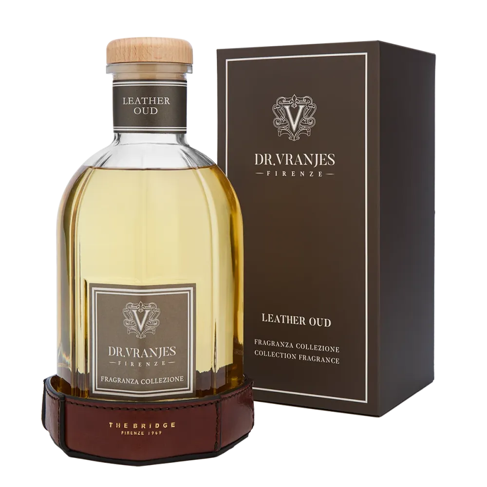 Raumduft Leder Oud (1250 ml) mit Untersetzer aus Leder