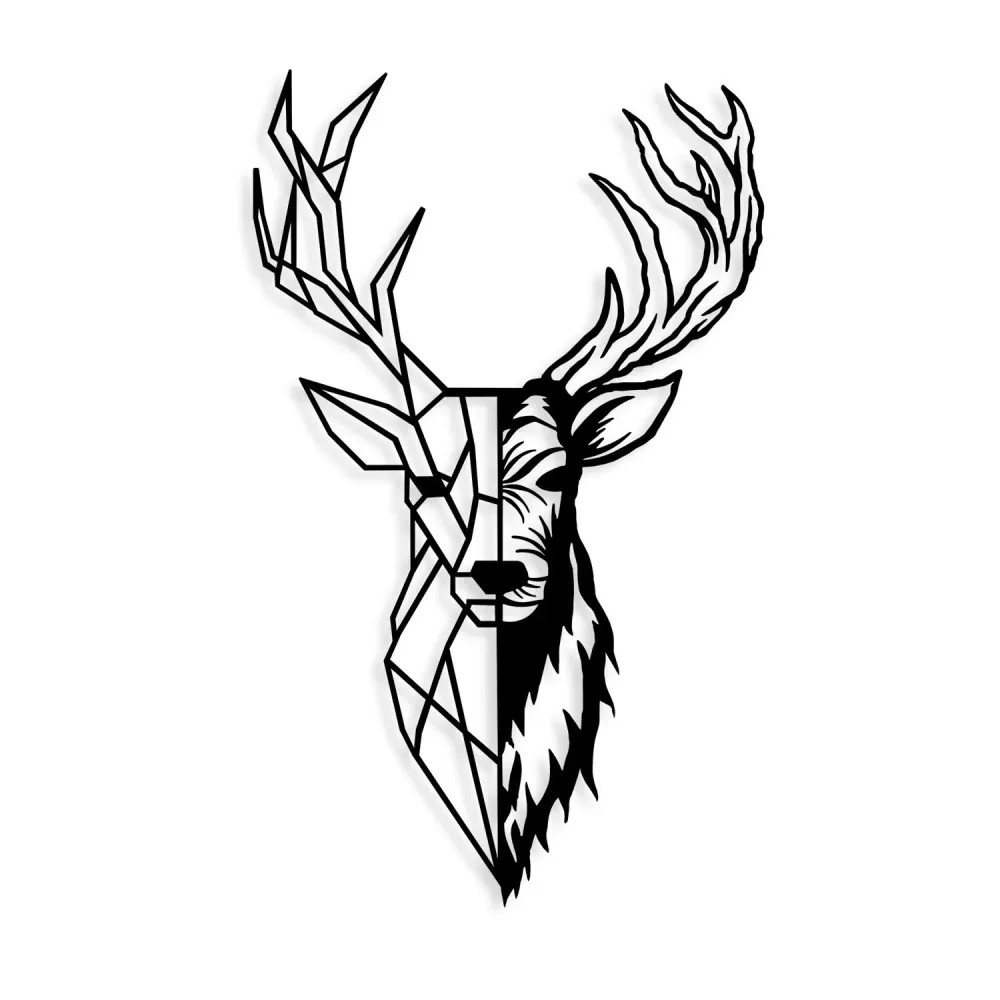 Red Deer 2 Wanddeko - Schwarz