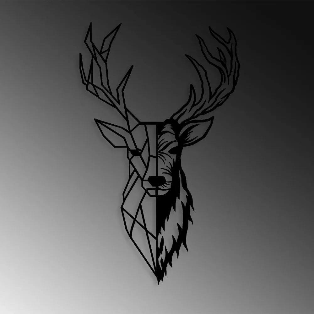 Red Deer 2 Wanddeko - Schwarz