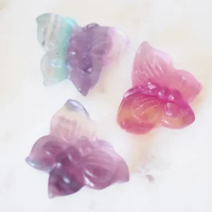 Regenbogen Fluorit Schmetterling Gravur . Mini Carving ca. 1.5 cm - aus China