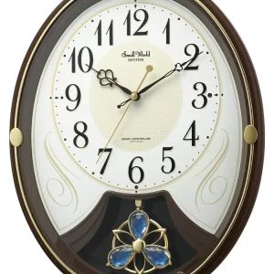 RHYTHM Funk-Wanduhr mit 6 Melodien und Nachtabschaltung 4MN554RH06 braun