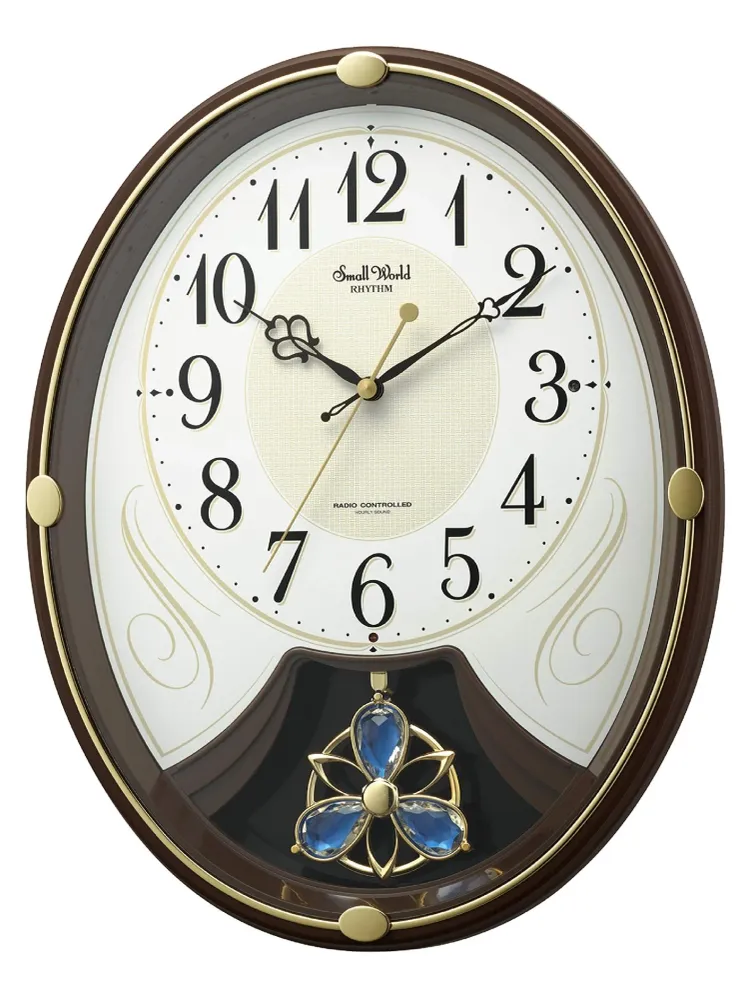 RHYTHM Funk-Wanduhr mit 6 Melodien und Nachtabschaltung 4MN554RH06 braun