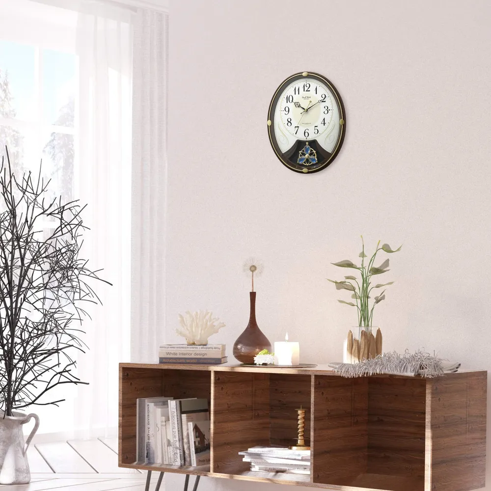 RHYTHM Funk-Wanduhr mit 6 Melodien und Nachtabschaltung 4MN554RH06 braun