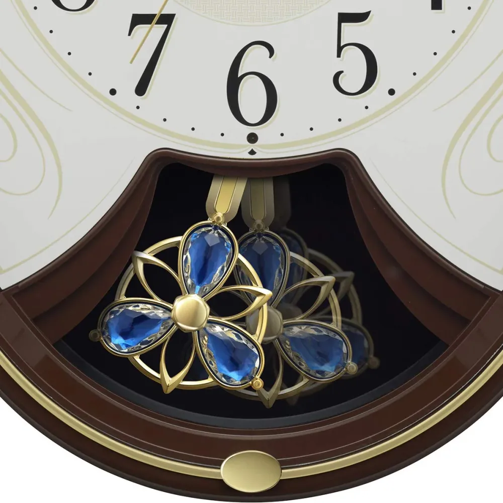 RHYTHM Funk-Wanduhr mit 6 Melodien und Nachtabschaltung 4MN554RH06 braun
