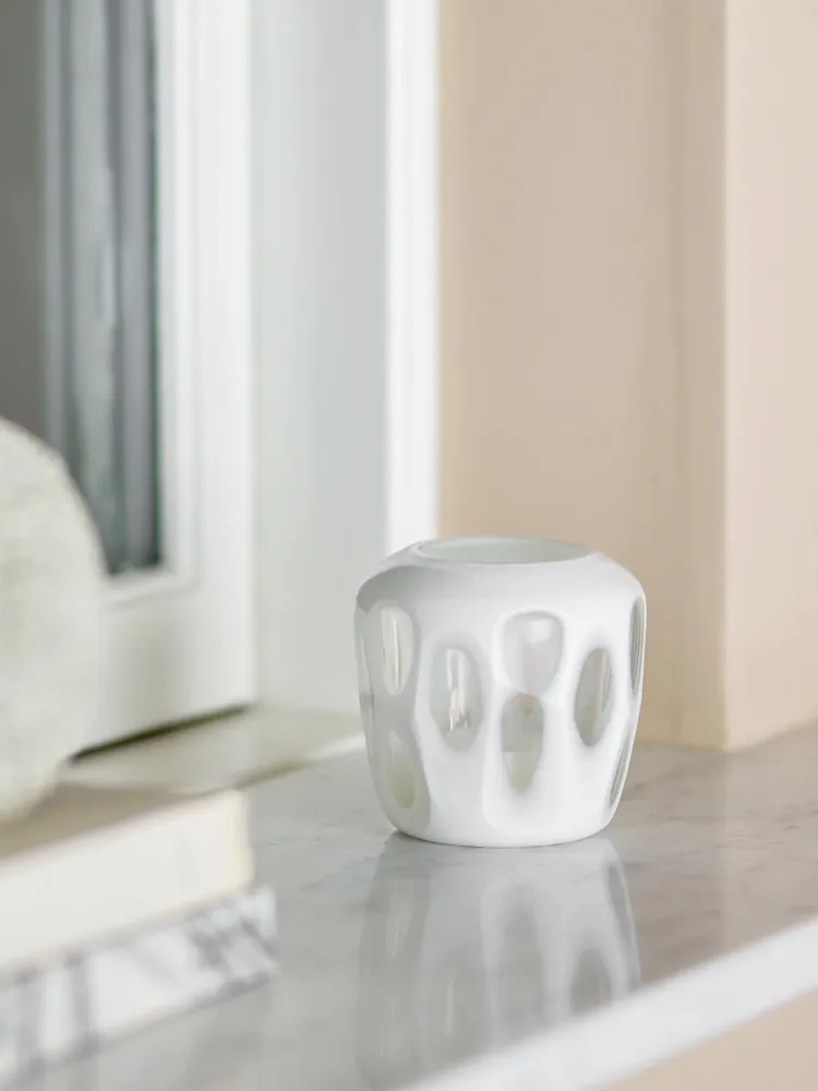 Rohan Teelichthalter, Weiss, Recyceltes Glas