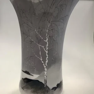 Royal Copenhagen Jugendstil Unika Vase von Anna Smith Winterlandschaft Nr. 6820