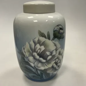 Royal Copenhagen Vase med Låg /Urne No. 92/888 med Blomster Motiv