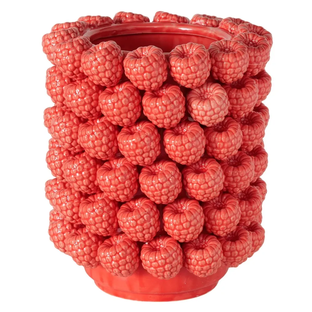 Rubenia Himbeer Vase Rot Keramik Relief Design