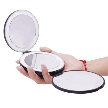 Schminkspiegel – UNIQ Tri-fold Reisespiegel mit LED – Schwarz