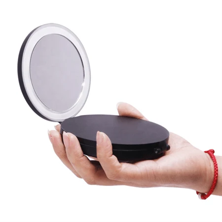 Schminkspiegel – UNIQ Tri-fold Reisespiegel mit LED – Schwarz