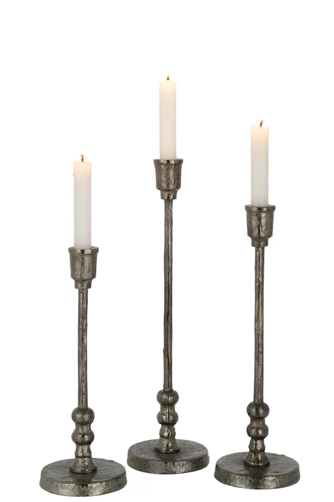 Set von 6 Eleganten Kerzenhalter "Becca" Unterschiedlichen Größen, Aluminium, Schwarz
