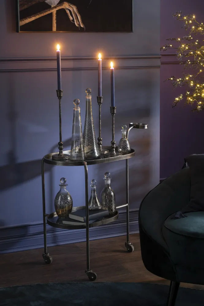 Set von 6 Eleganten Kerzenhalter "Becca" Unterschiedlichen Größen, Aluminium, Schwarz