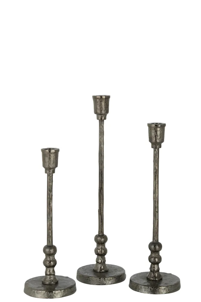 Set von 6 Eleganten Kerzenhalter "Becca" Unterschiedlichen Größen, Aluminium, Schwarz