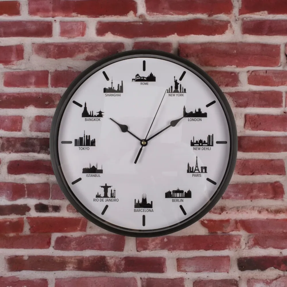 Skyline Wanduhr Großstädte Wohnzimmeruhr