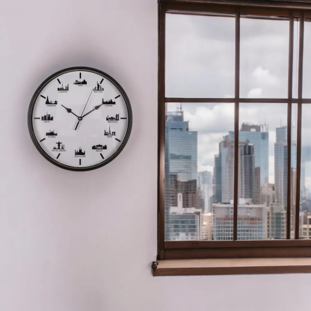 Skyline Wanduhr Großstädte Wohnzimmeruhr