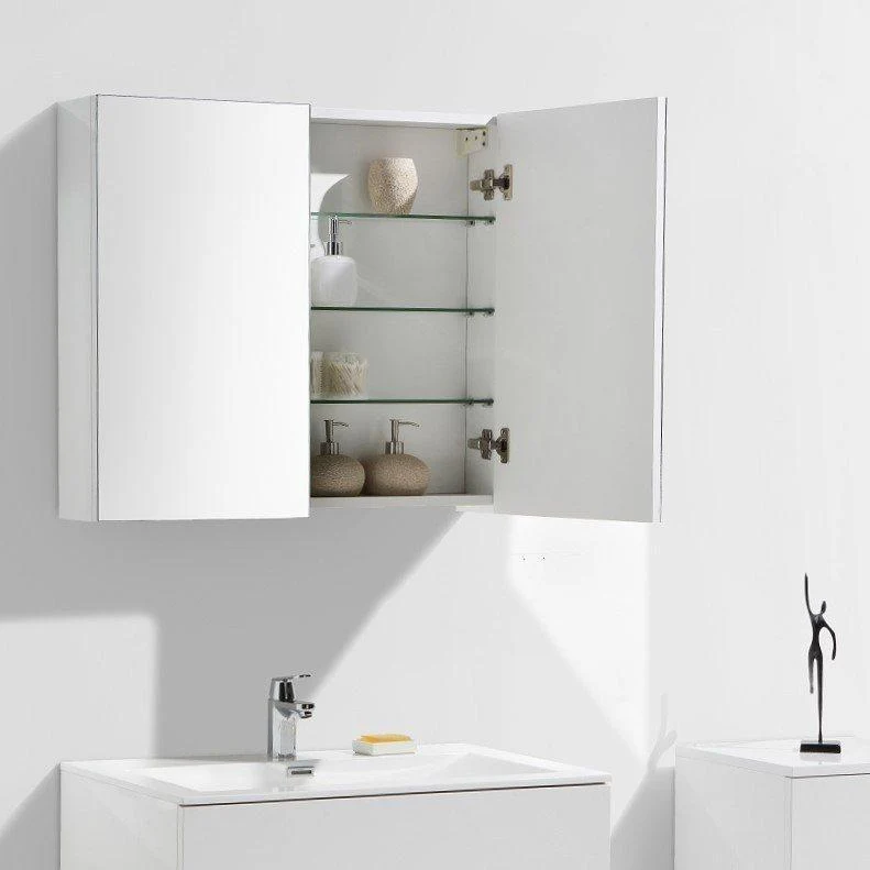 Spiegelschrank Bad, 80 cm, montiert, Hochglanz weiß, SIENA