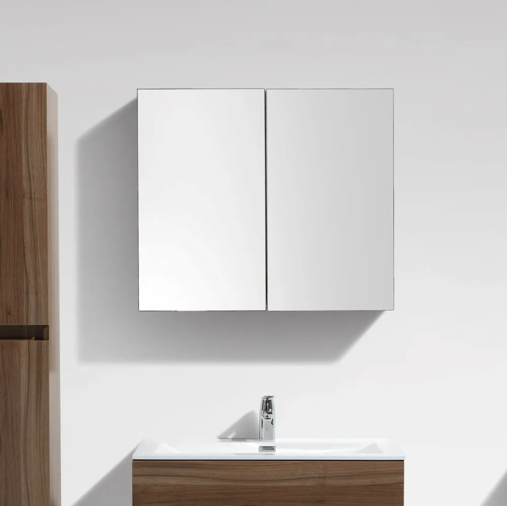 Spiegelschrank Bad, 80 cm, montiert, Nussbaum, SIENA