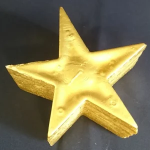 STANDKERZE - Wachs / Kerzenmaterial, Goldend (Überzogen) Farbend, Handarbeit, Sternform, 1 Docht (G)
