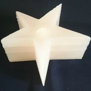 STANDKERZE - Wachs / Kerzenmaterial, Warmweiß (Gelblich) Farbend, Handarbeit, Sternform, 1 Docht (G)