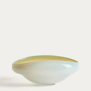 Tafelaufsatz Nodila aus weissem Glas, 30 x 21 cm