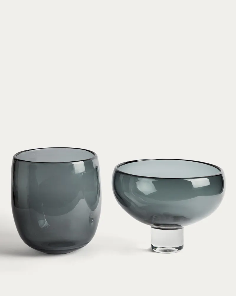 Tafelaufsatz Sirau aus grauem Glas Ø 29,8 cm