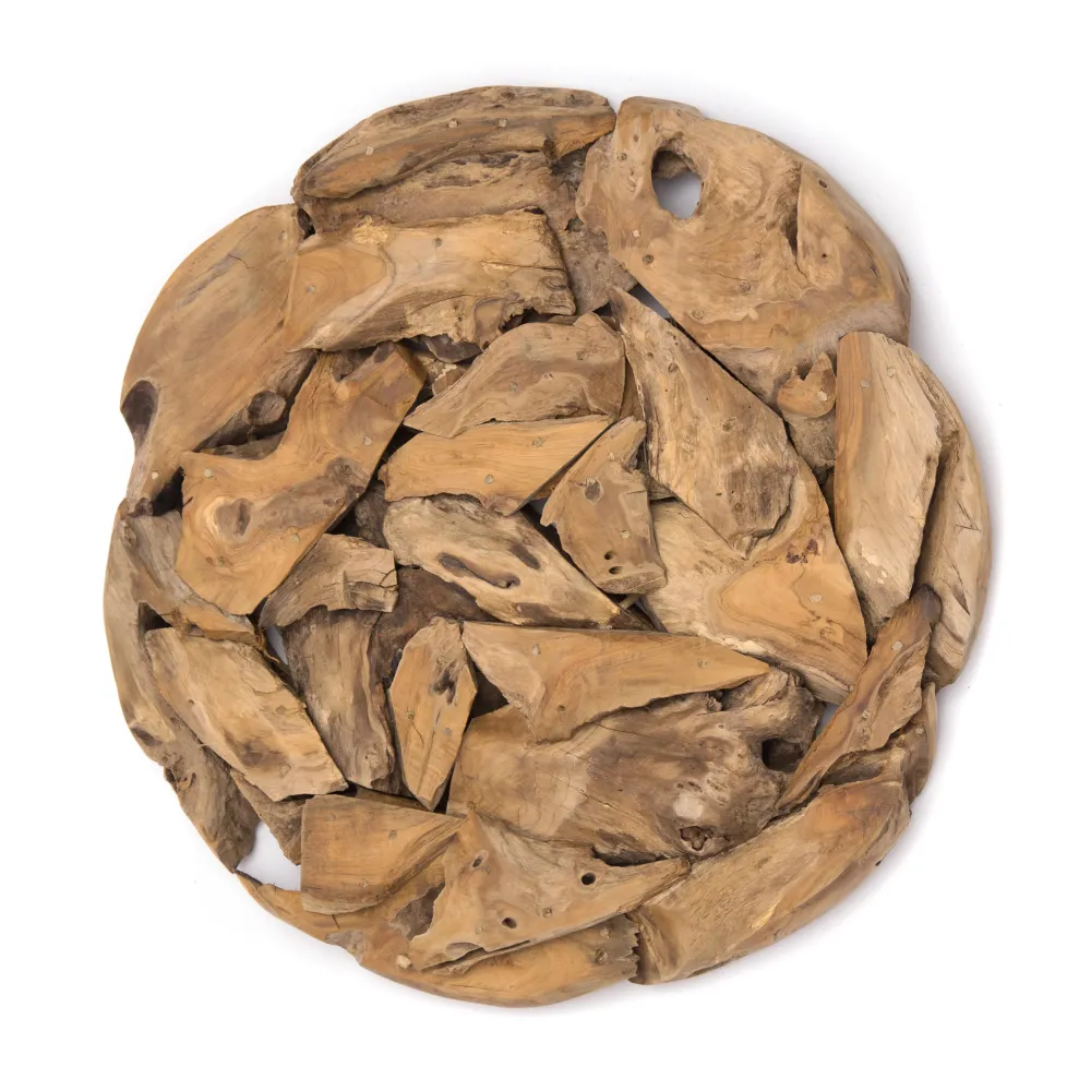 TEAK WANDDEKO "CITRA" rundes Treibholz Wandbild