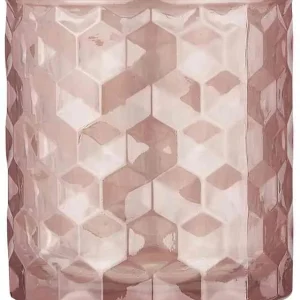 Teelichthalter / Windlicht zartrosa ca. 7,5 x 7 Diamantmuster Glas | IB LAURSEN
