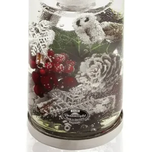 Teelichtleuchter LED Winterzauber Glas Braun Rot