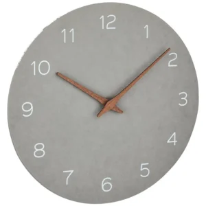 TFA Wanduhr mit Holzzeiger betongrau