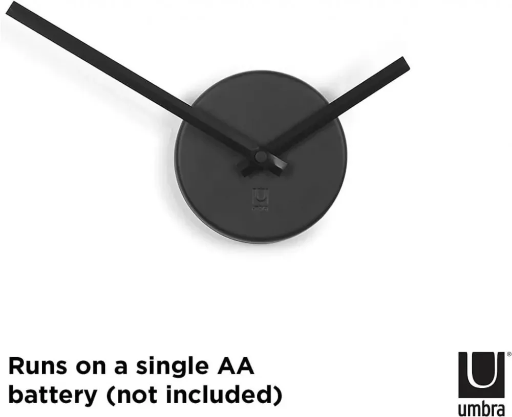 Umbra BLINK DIY Quarz Wanduhr ohne Rahmen als Wanddekoration aus Metall mit Ziffern zum Aufkleben