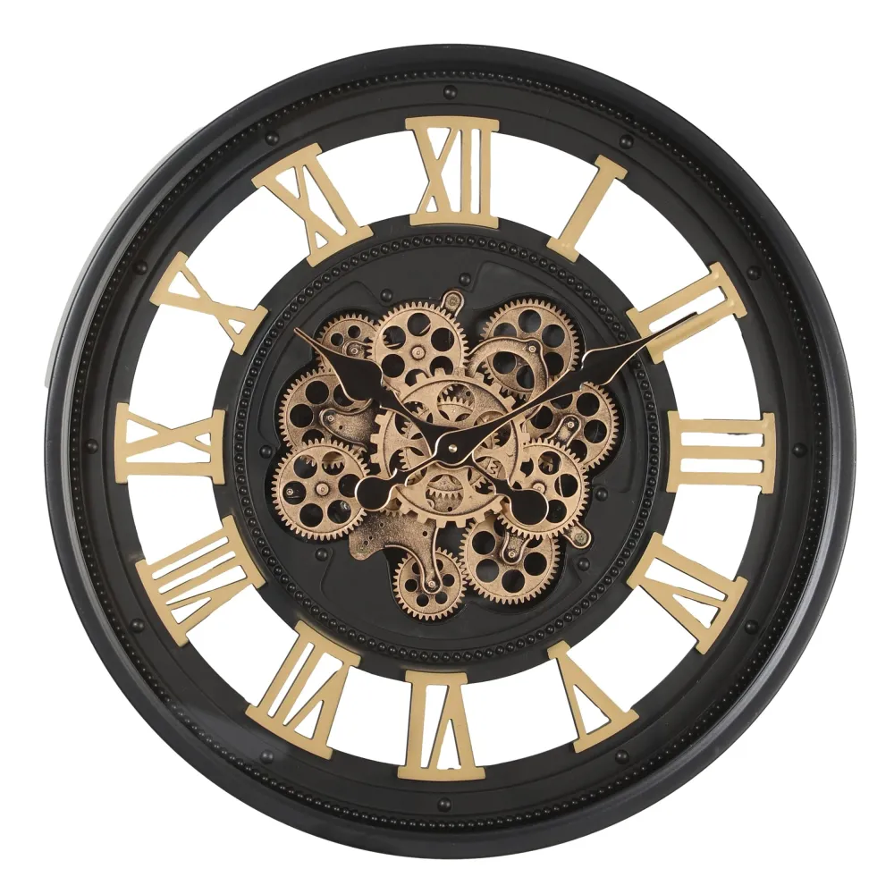 Valeno Runde Wanduhr mit beweglichen Zahnrädern