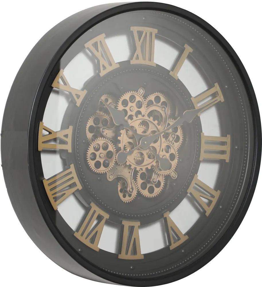Valeno Runde Wanduhr mit beweglichen Zahnrädern