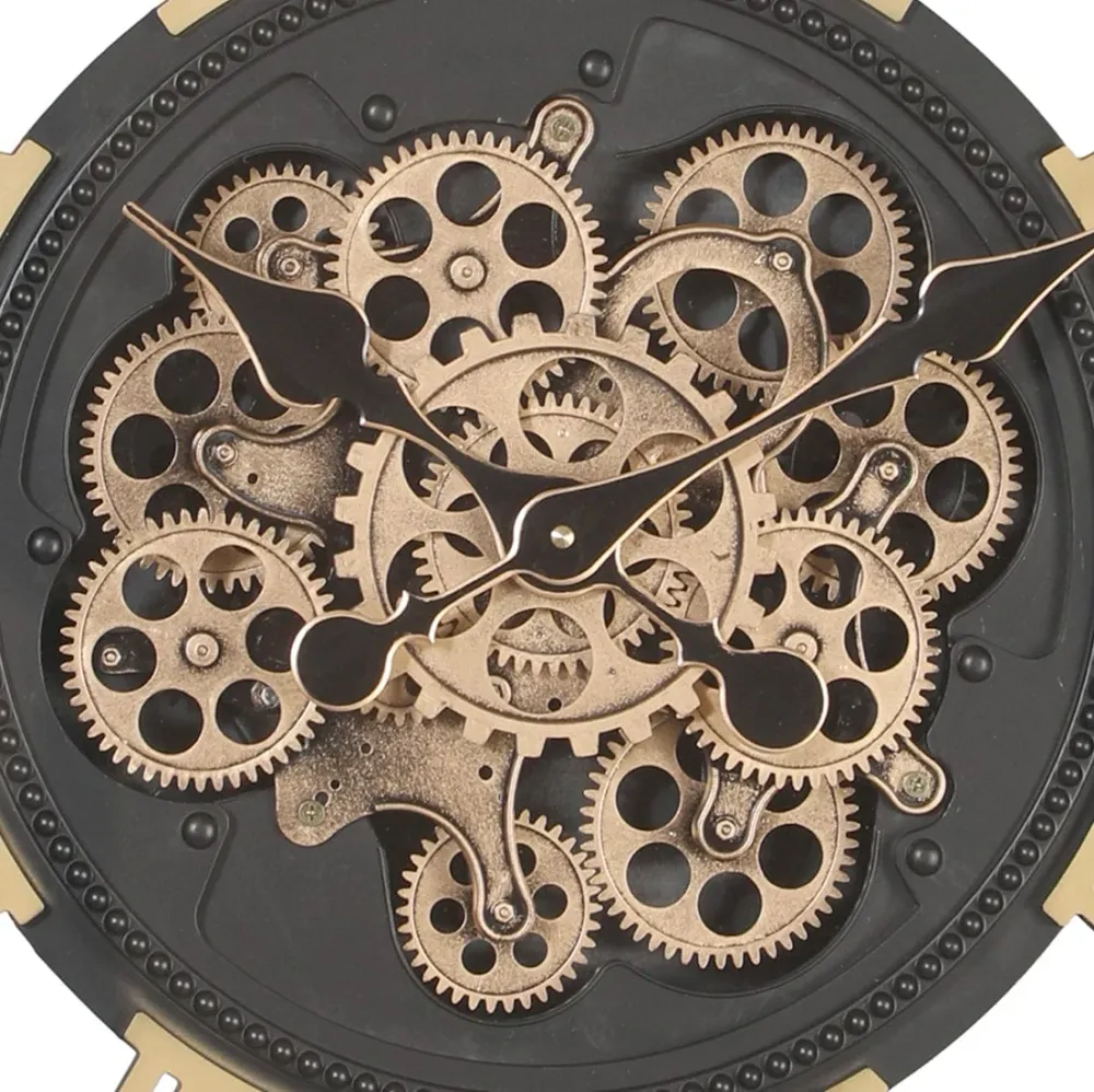 Valeno Runde Wanduhr mit beweglichen Zahnrädern