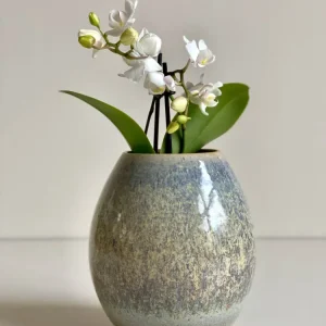 Vase creme - blau geflammt