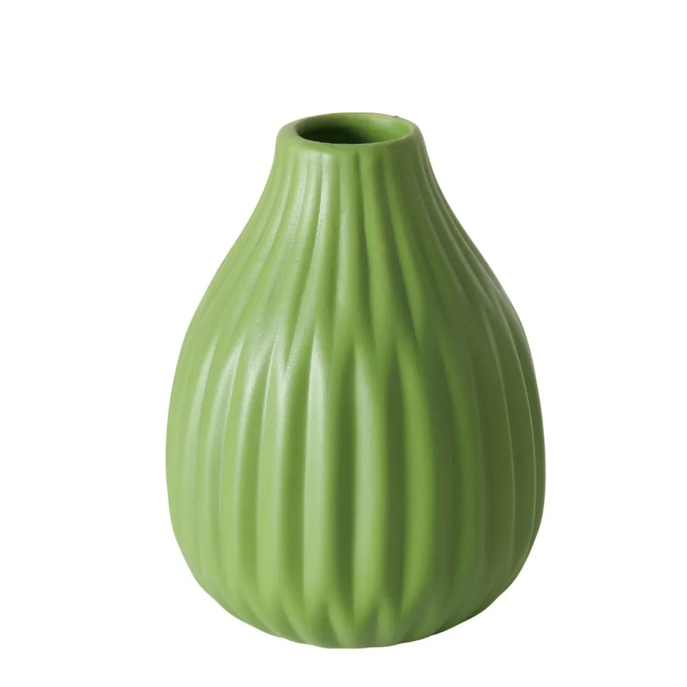 Vase Esko – 3er Set frischem Grün Keramik Matt Geriffelt
