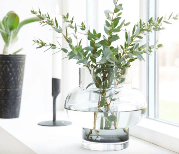Vase, Forms Low, rauchfarbenes Glas