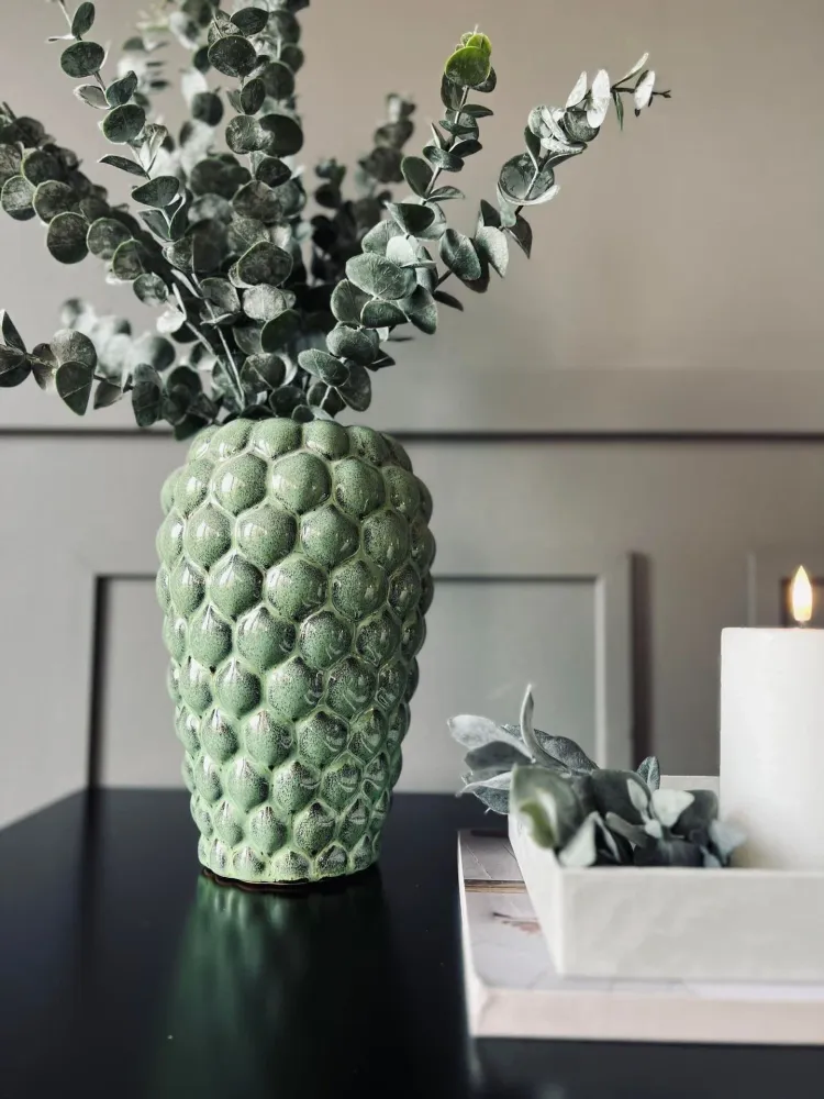 Vase - Keramik DOT gedämpftes Grün