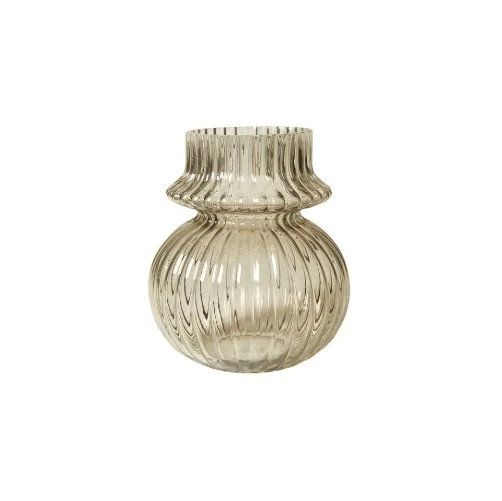 Vase mit Rillen - rauchfarbenes Glas