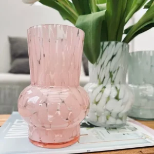 Vase 18 cm Mundgeblasenes Glas – Rose