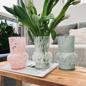 Vase 18 cm Mundgeblasenes Glas – Weiß