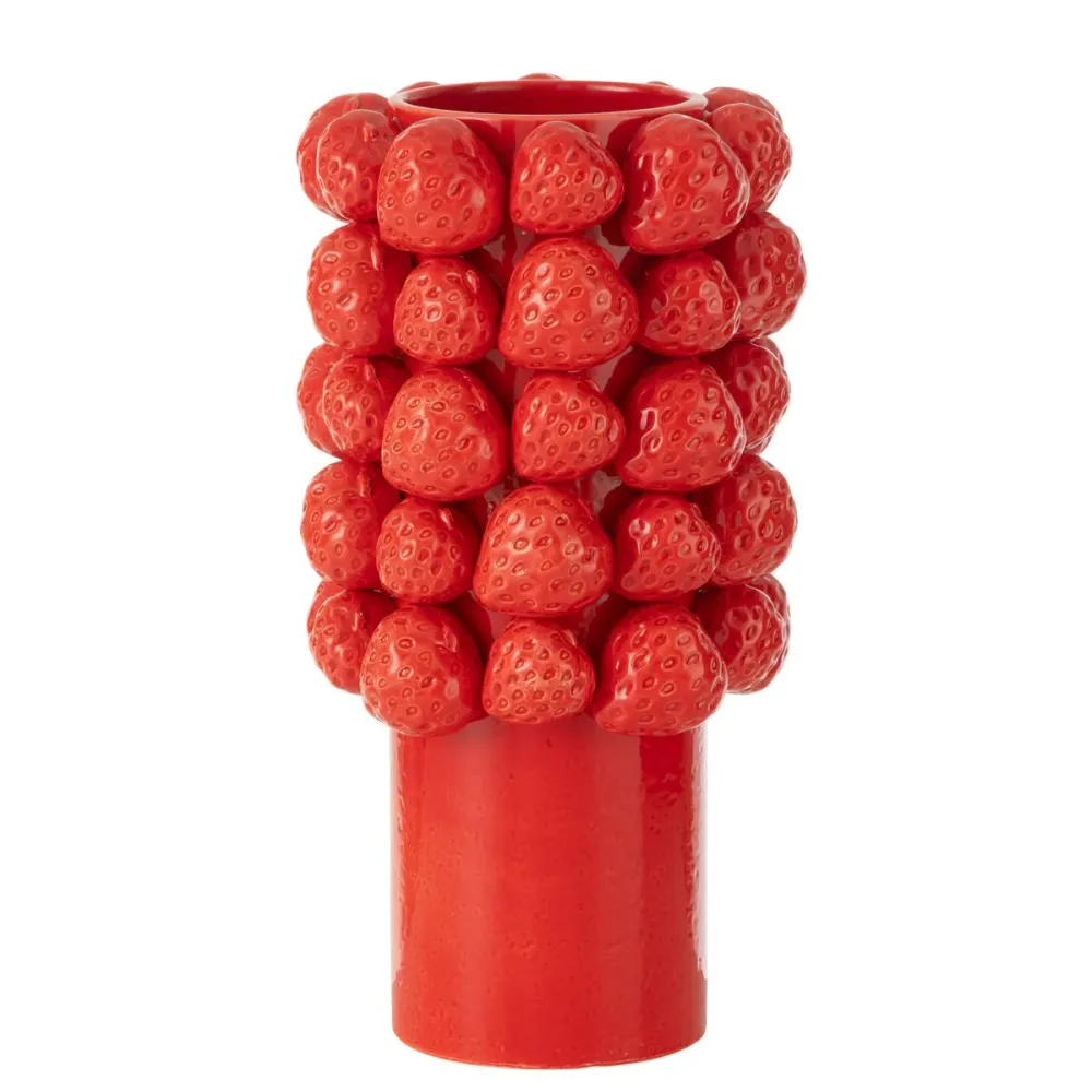 Vase Strawberry Bloom XL Erdbeeroptik Keramik Rot 34cm