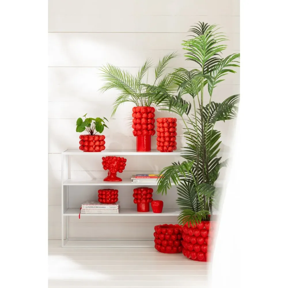 Vase Strawberry Bloom XL Erdbeeroptik Keramik Rot 34cm