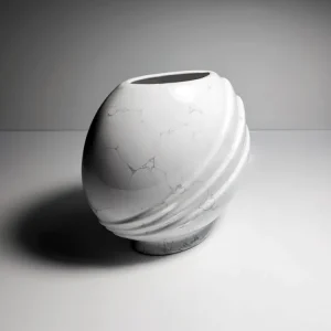 Vintage Keramikvase Art Deco Revival Muschel Weiß 1980er