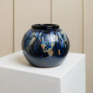 Vintage Keramikvase von Hildegon Als blau-braun Mid Century Design 1960er Jahre