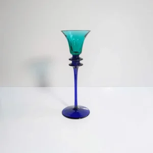 Vintage Kerzenhalter Memphis Milano Stil Ultramarin Blau Grün 1980er
