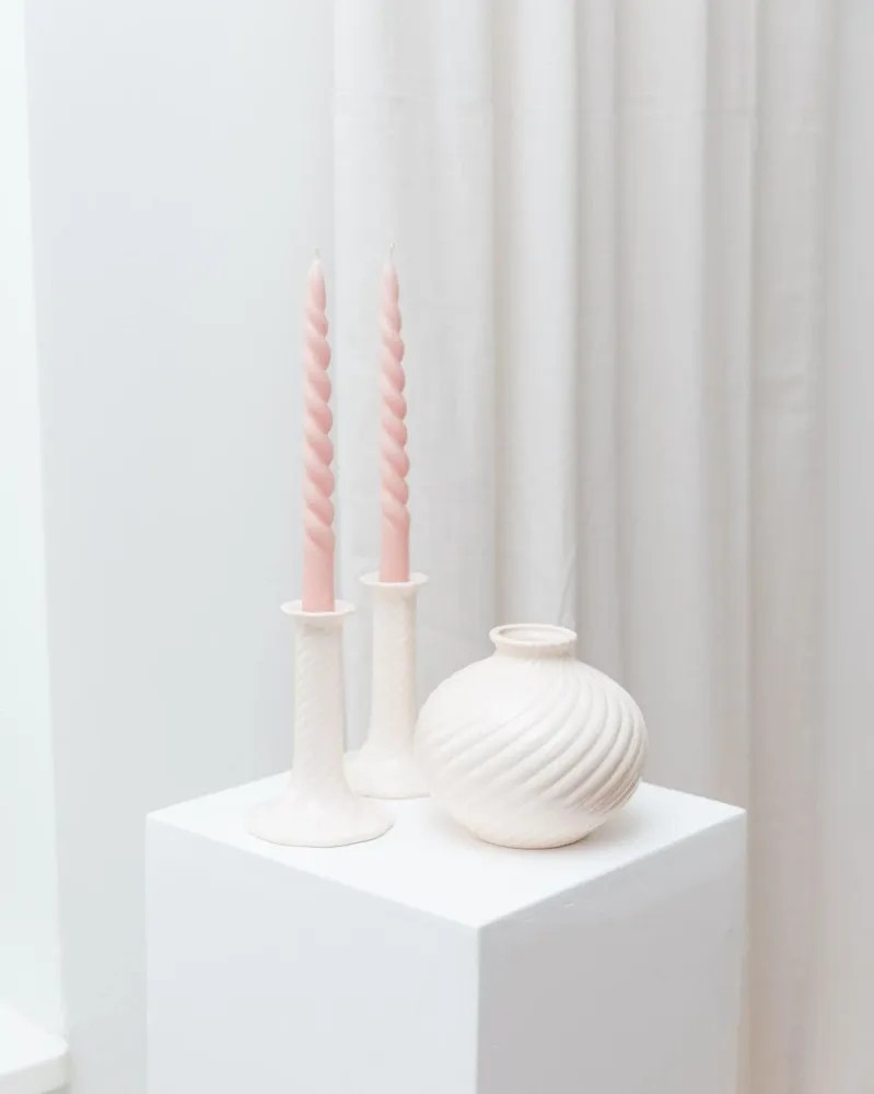 Vintage Kerzenhalter und Vase Keramik Mid-Century Design 1970er Set von 2